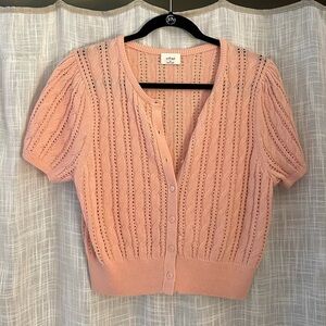 Aritzia Wilfred Short Sleeve Fey Cardigan, Pink, Size Medium